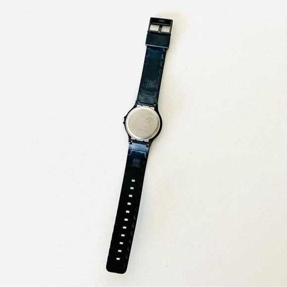 VINTAGE Retro Black Band Gold Hand Time Stainless Steel Circle Face Unisex Watch - Picture 2 of 7